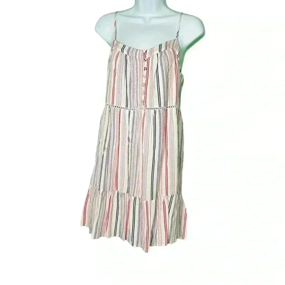 Francesca's Mi Ami Women's Size M Casey Striped Swing Dress Button Pattern NWT